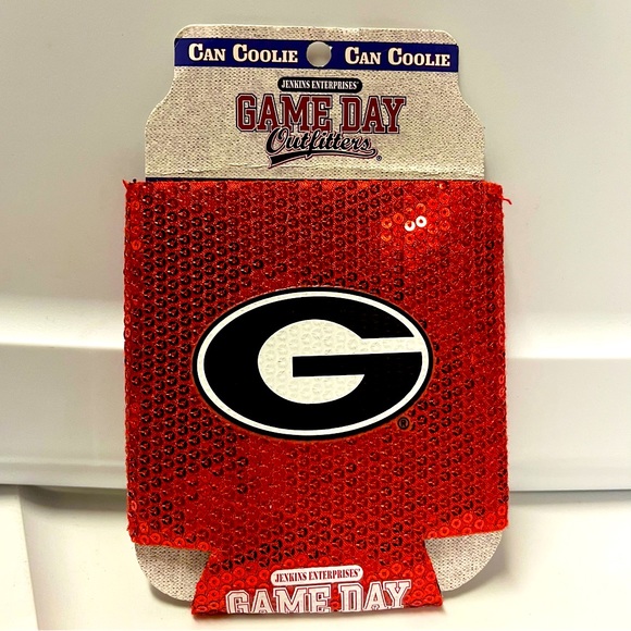 NCAA Dining Nwt Uga Bulldogs Logo With Red Sequins Koozie Drink Holder Poshmark